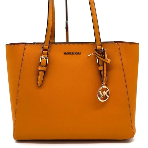 Michael Kors Charlotte LG Tote Bag 3 IN 1 Leather Shoulder Bag Cider - Picture 4 of 15